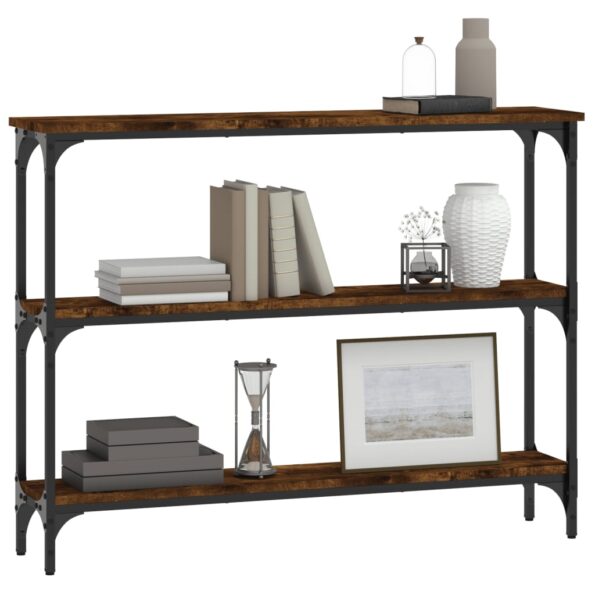 vidaXL Konzolový stolík dymový dub 100x22,5x75 cm kompozitné drevo – Obrázok 3