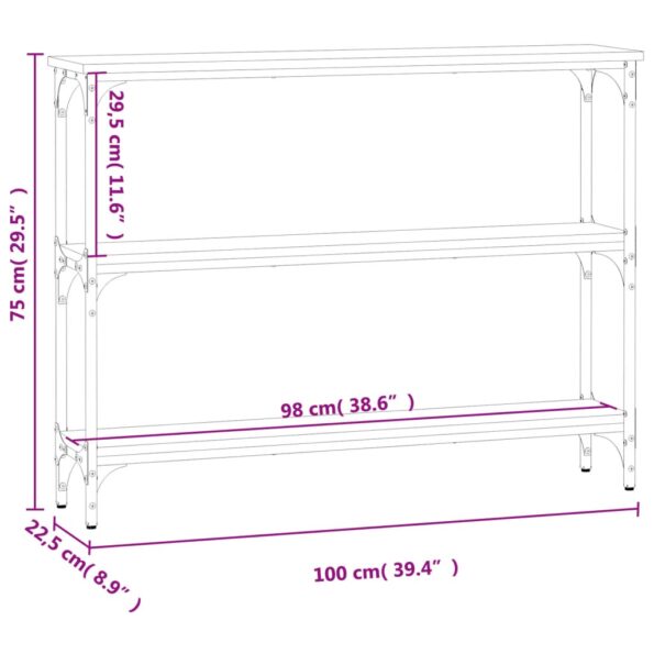 vidaXL Konzolový stolík dymový dub 100x22,5x75 cm kompozitné drevo – Obrázok 9