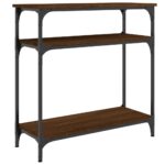 vidaXL Konzolový stolík hnedý dub 75x29x75 cm kompozitné drevo – Obrázok 2
