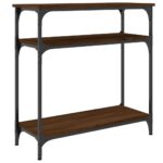 vidaXL Konzolový stolík hnedý dub 75x29x75 cm kompozitné drevo – Obrázok 6