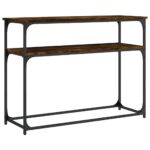 vidaXL Konzolový stolík dymový dub 100x35,5x75 cm kompozitné drevo – Obrázok 2