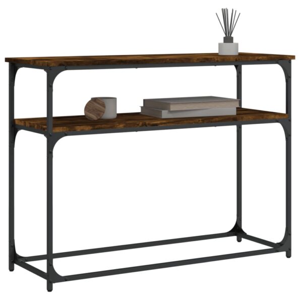 vidaXL Konzolový stolík dymový dub 100x35,5x75 cm kompozitné drevo – Obrázok 3