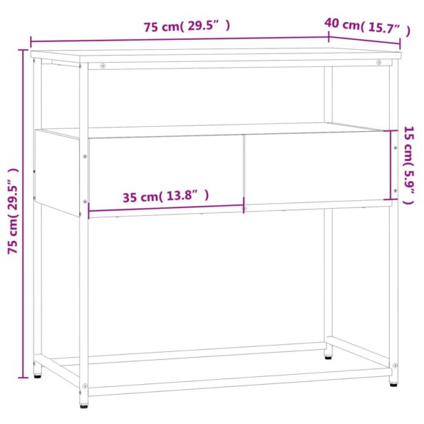 vidaXL Konzolový stolík dymový dub 75x40x75 cm kompozitné drevo – Obrázok 11