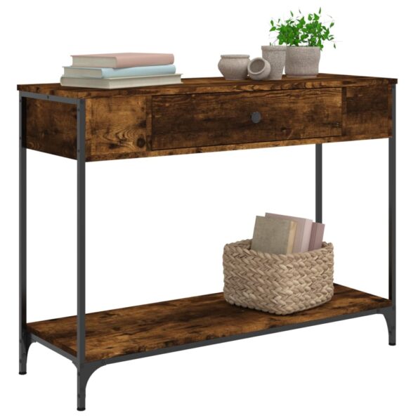 vidaXL Konzolový stolík dymový dub 100x34,5x75 cm kompozitné drevo – Obrázok 3