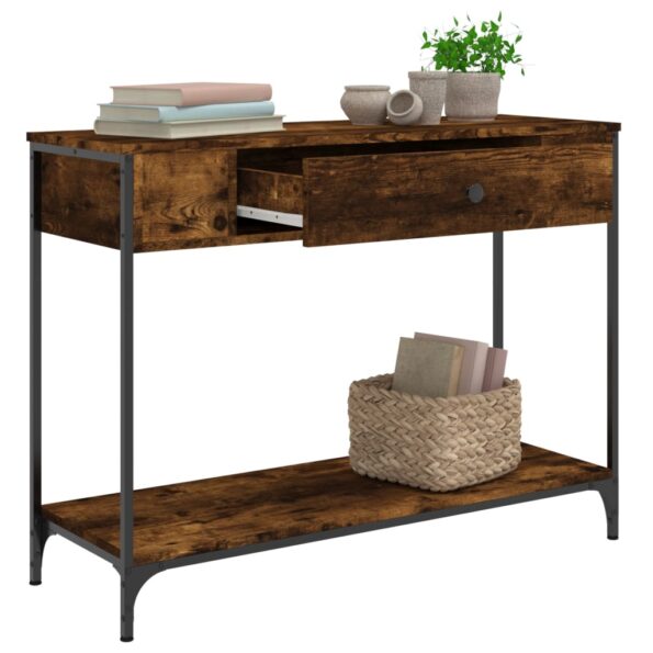 vidaXL Konzolový stolík dymový dub 100x34,5x75 cm kompozitné drevo – Obrázok 4