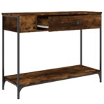 vidaXL Konzolový stolík dymový dub 100x34,5x75 cm kompozitné drevo – Obrázok 5
