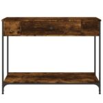 vidaXL Konzolový stolík dymový dub 100x34,5x75 cm kompozitné drevo – Obrázok 6