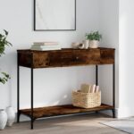 vidaXL Konzolový stolík dymový dub 100x34,5x75 cm kompozitné drevo