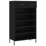 vidaXL Botník čierny 60x35x105 cm kompozitné drevo – Obrázok 2