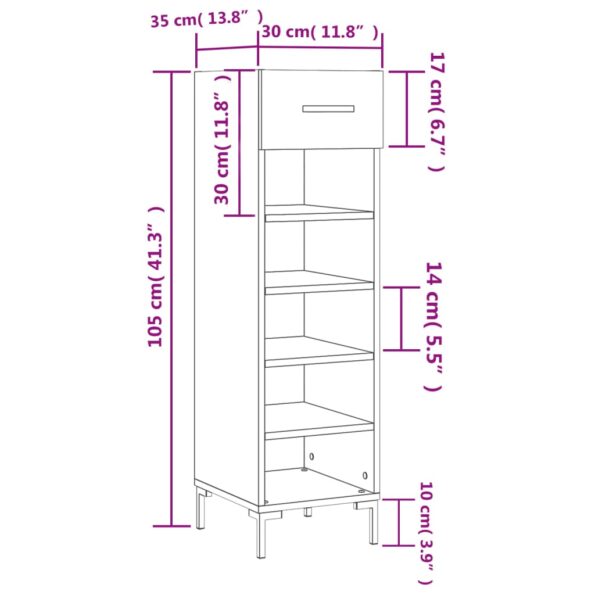 vidaXL Botník čierny 30x35x105 cm kompozitné drevo – Obrázok 12