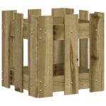vidaXL Záhradný kvetináč s dizajnom plotu 30x30x30 cm impregn.borovica – Obrázok 2