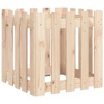vidaXL Záhradný kvetináč s dizajnom plotu 50x50x50 cm masívna borovica – Obrázok 2