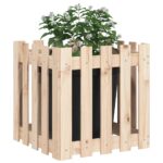 vidaXL Záhradný kvetináč s dizajnom plotu 50x50x50 cm masívna borovica – Obrázok 3