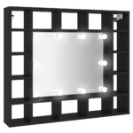 vidaXL LED zrkadlová skrinka čierna 91x15x76,5 cm – Obrázok 2