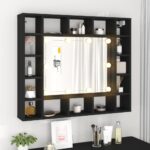 vidaXL LED zrkadlová skrinka čierna 91x15x76,5 cm – Obrázok 3