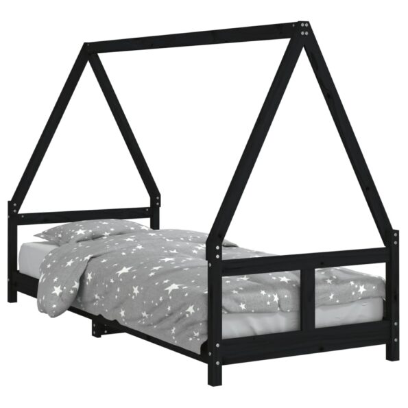 vidaXL Rám detskej postele čierny 80x200 cm masívna borovica – Obrázok 2