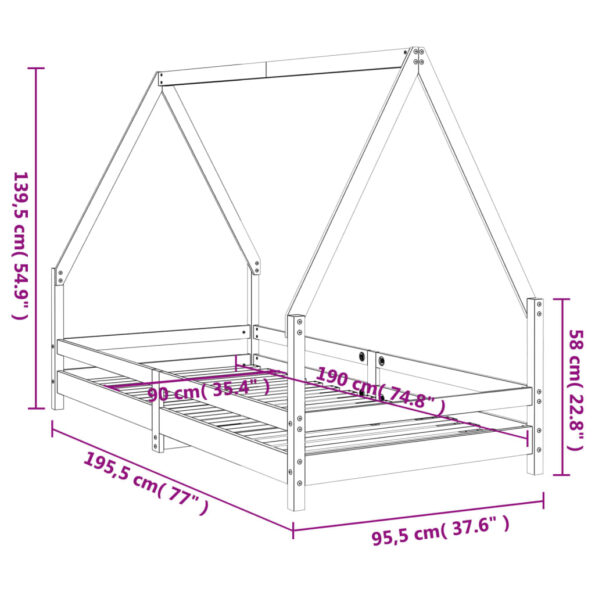 vidaXL Rám detskej postele biely 90x190 cm masívna borovica – Obrázok 9