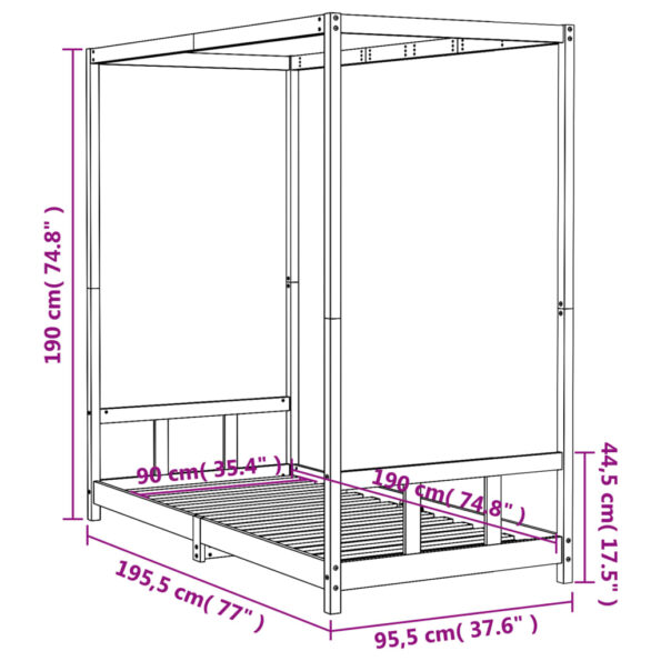 vidaXL Rám detskej postele 90x190 cm masívna borovica – Obrázok 9