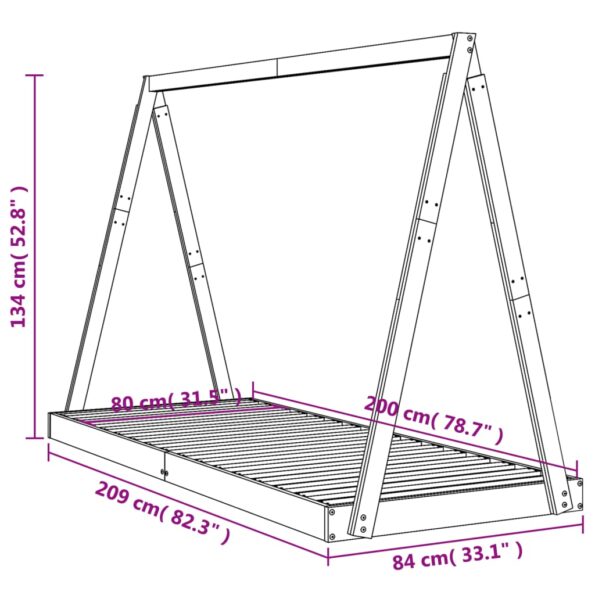 vidaXL Rám detskej postele biely 80x200 cm masívna borovica – Obrázok 9