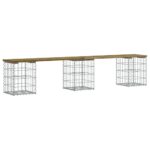 vidaXL Záhradná lavička gabiónový dizajn 203x31x42 cm impreg. borovica – Obrázok 2