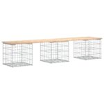 vidaXL Záhradná lavička gabiónový dizajn 203x44x42 cm masívna borovica – Obrázok 5