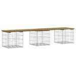 vidaXL Záhradná lavička gabiónový dizajn 203x44x42 cm impreg. borovica – Obrázok 2