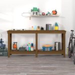 vidaXL Pracovná lavica medová 180x50x80 cm masívna borovica – Obrázok 3