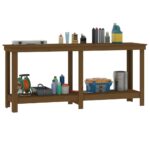 vidaXL Pracovná lavica medová 180x50x80 cm masívna borovica – Obrázok 4