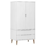 vidaXL Šatník MOLDE, biely 90x55x175 cm, borovicový masív – Obrázok 2