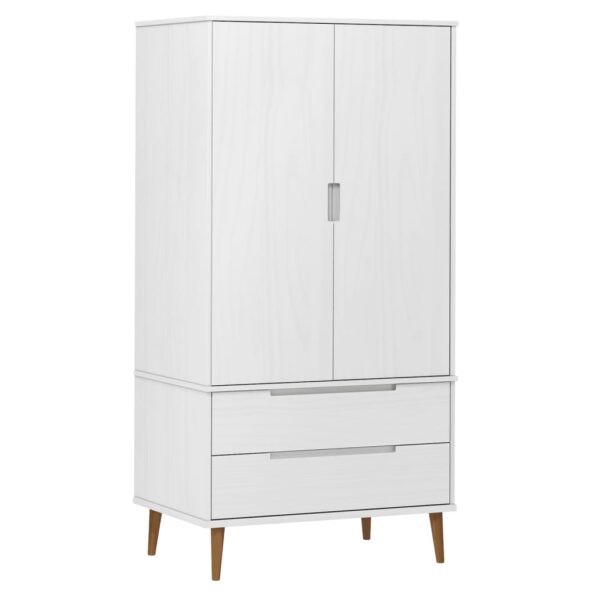 vidaXL Šatník MOLDE, biely 90x55x175 cm, borovicový masív – Obrázok 2