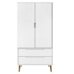 vidaXL Šatník MOLDE, biely 90x55x175 cm, borovicový masív – Obrázok 4