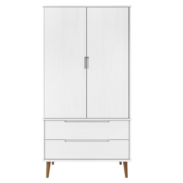 vidaXL Šatník MOLDE, biely 90x55x175 cm, borovicový masív – Obrázok 4
