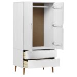 vidaXL Šatník MOLDE, biely 90x55x175 cm, borovicový masív – Obrázok 5