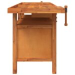 vidaXL Pracovný stôl so zásuvk. a zverákmi 192x62x83 cm akáciový masív – Obrázok 5