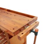 vidaXL Pracovný stôl so zásuvk. a zverákmi 192x62x83 cm akáciový masív – Obrázok 8