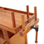 vidaXL Pracovný stôl so zásuvk. a zverákmi 192x62x83 cm akáciový masív – Obrázok 9