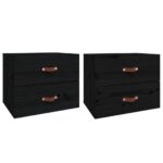vidaXL Nástenné nočné stolíky 2 ks čierne 50x36x40 cm – Obrázok 2