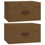 vidaXL Nástenné nočné stolíky 2 ks medovohnedé 40x29,5x22 cm – Obrázok 2