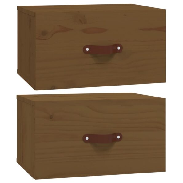 vidaXL Nástenné nočné stolíky 2 ks medovohnedé 40x29,5x22 cm – Obrázok 2