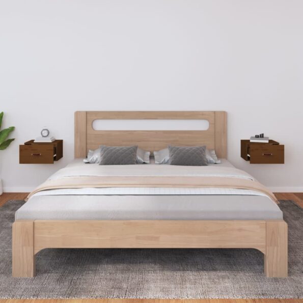 vidaXL Nástenné nočné stolíky 2 ks medovohnedé 40x29,5x22 cm – Obrázok 3