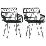 vidaXL Záhradné stoličky 2 ks s opierkami čierne 56x64x80 cm PE Rattan – Obrázok 2