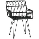 vidaXL Záhradné stoličky 2 ks s opierkami čierne 56x64x80 cm PE Rattan – Obrázok 3