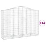 vidaXL Oblúkové gabionové koše 14 ks 200x50x140/160 cm pozink. železo – Obrázok 2
