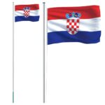 vidaXL Vlajka Chorvátska a tyč 6,08 m hliník – Obrázok 2
