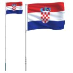 vidaXL Vlajka Chorvátska a tyč 5,5 m hliník – Obrázok 2