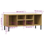 vidaXL Botník s kovovými nohami hnedý 106x35x45 cm masívne drevo OSLO – Obrázok 7