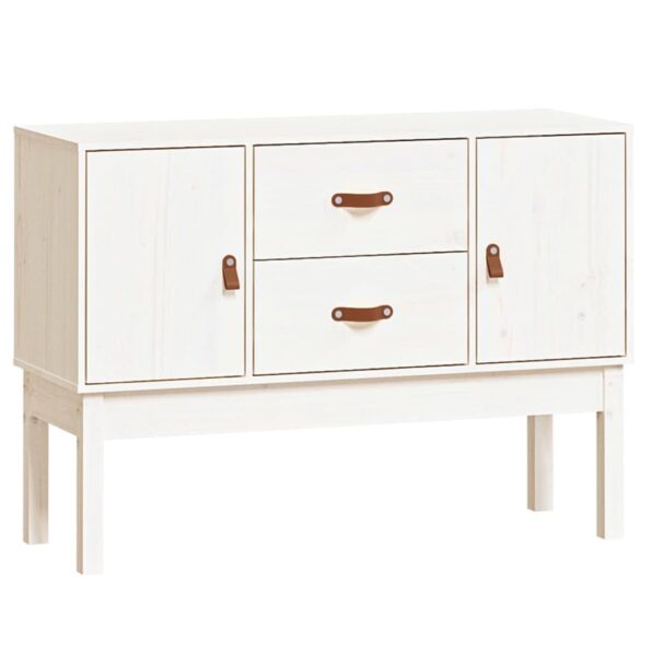 vidaXL Komoda biela 110x40x78 cm borovicový masív – Obrázok 2