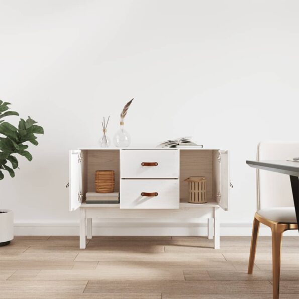 vidaXL Komoda biela 110x40x78 cm borovicový masív – Obrázok 3