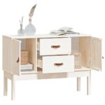 vidaXL Komoda biela 110x40x78 cm borovicový masív – Obrázok 4