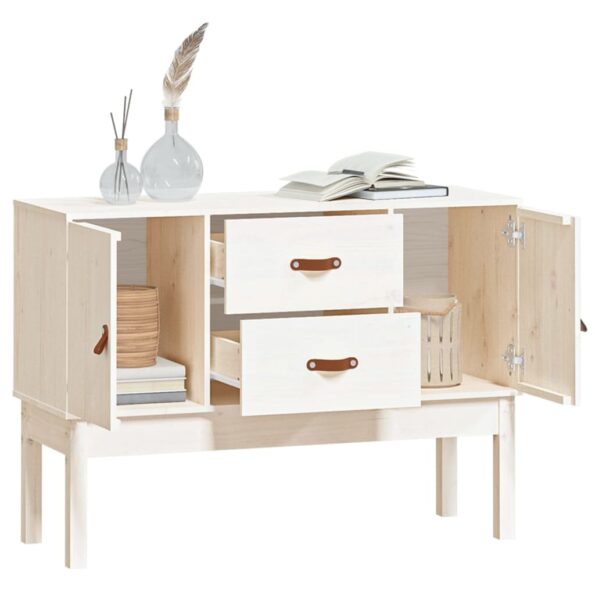 vidaXL Komoda biela 110x40x78 cm borovicový masív – Obrázok 4